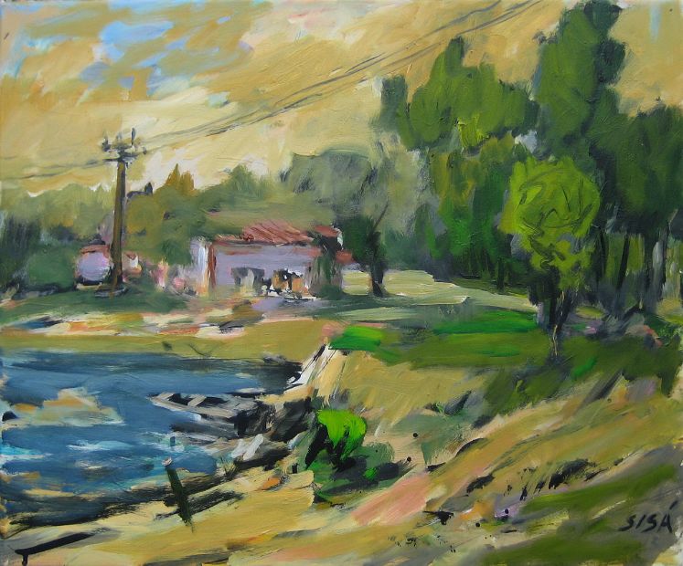 AM TEICH,  Acryl auf Synthetik, 50 x 60 cm